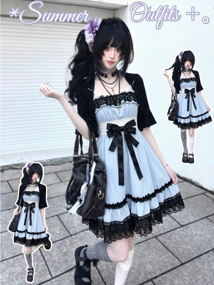 Fly Line - Gaun Dua Potong Lolita Jepang Manis